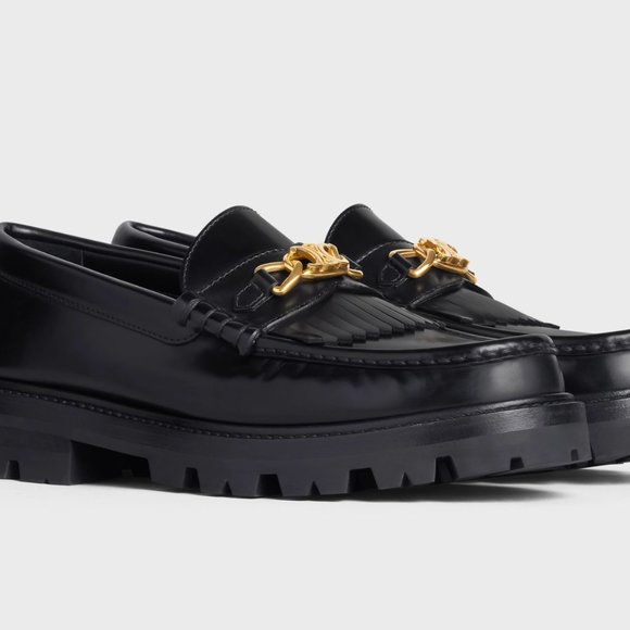 Celine Shoes - CELINE MARGARET LOAFER WITH TRIOMPHE CHAIN IN POLISHED BULL size 39